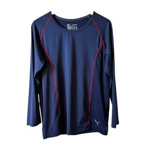 PUMA Men’s Long Sleeve Athletic T-Shirt Blue Size Large Activewear Gym